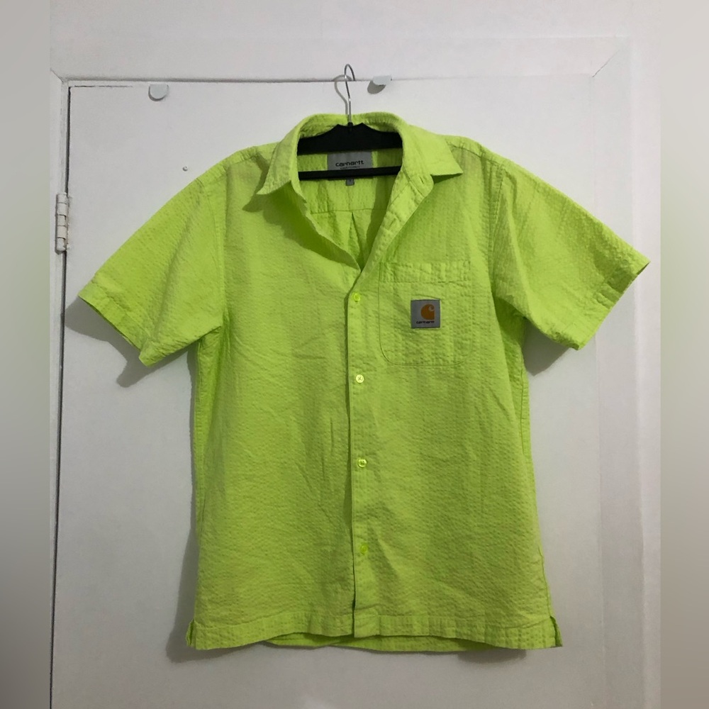 Carhartt Green/yellow Short Sleeve Shirt, size S